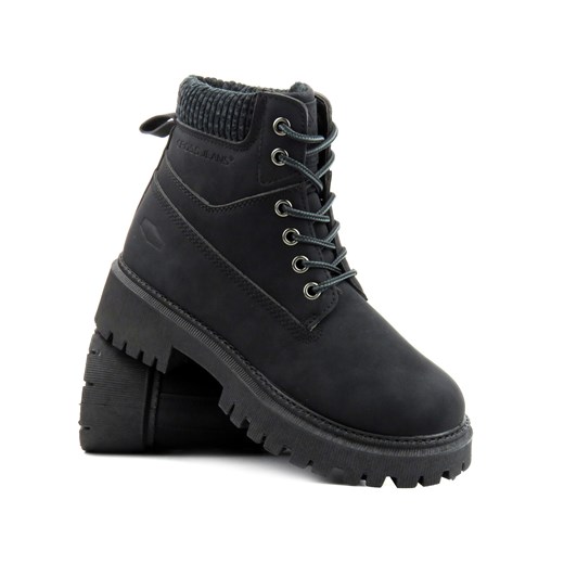 Trapery, ciepłe buty damskie zimowe - Cross Jeans MM2R4012, czarne ze sklepu ulubioneobuwie w kategorii Buty trekkingowe damskie - zdjęcie 161868000