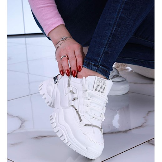 Białe buty sportowe na platformie /G4-3 14617 T620/ ze sklepu Pantofelek24.pl w kategorii Buty sportowe damskie - zdjęcie 161868030