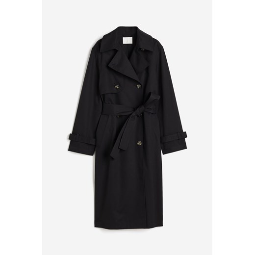 H & M - Trencz z bawełnianego diagonalu - Czarny H & M M H&M