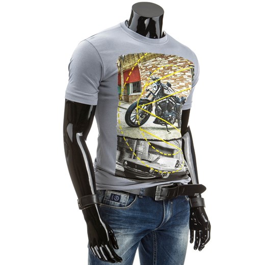 Męska koszulka z krótkim rękawem (rx0959) - Szary dstreet  bawełna