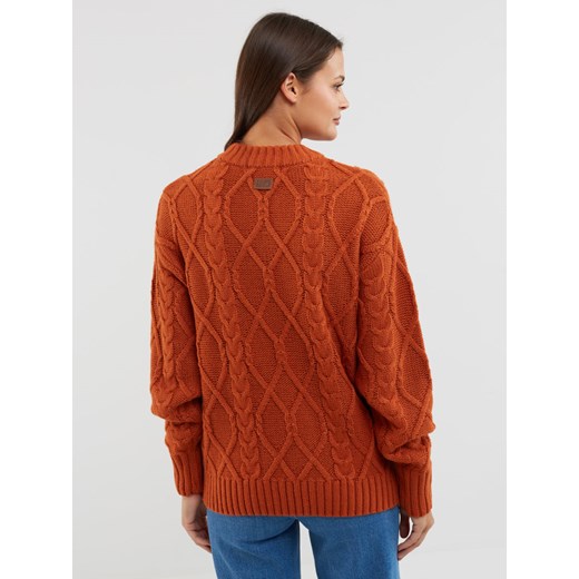 Pomarańczowa sweter damski BIG STAR z okrągłym dekoltem zimowy 