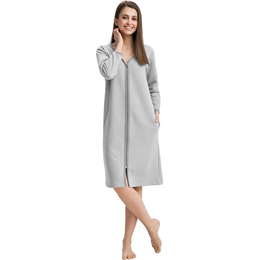Luna bawełniany szlafrok damski szary 214, Kolor szary, Rozmiar M, Luna ze sklepu Intymna w kategorii Szlafroki damskie - zdjęcie 161913454