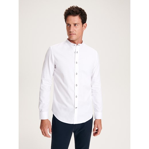 Reserved - Koszula slim ze stójką - biały ze sklepu Reserved w kategorii Koszule męskie - zdjęcie 161915974