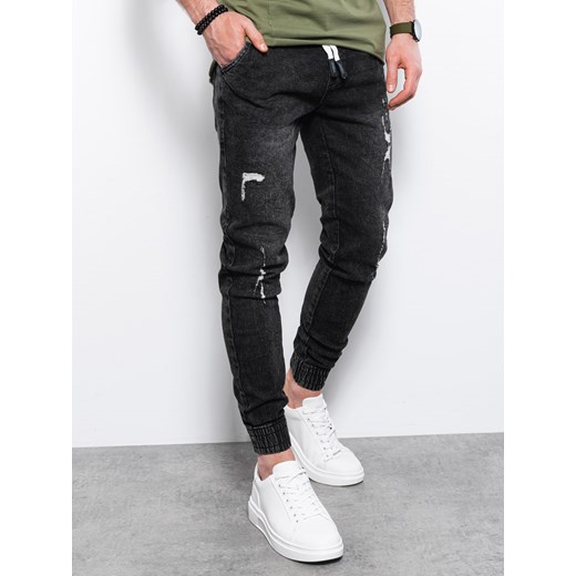 Spodnie męskie jeansowe - czarne V2 P1081 L wyprzedaż ombre