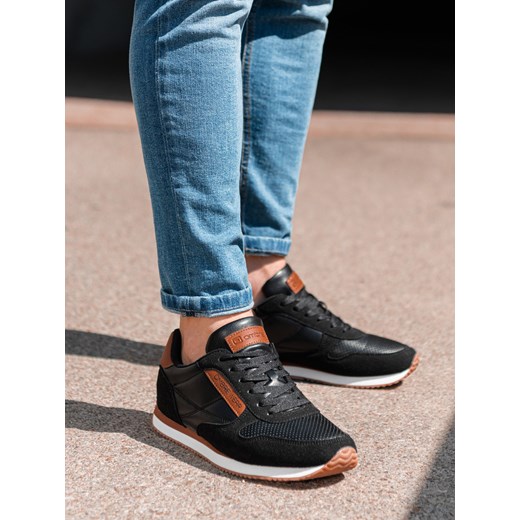Buty męskie sneakersy - czarno-brązowe V7 T310 43 wyprzedaż ombre