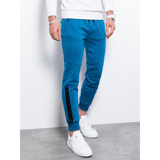 Spodnie męskie dresowe joggery - niebieskie V8 P920 XL wyprzedaż ombre