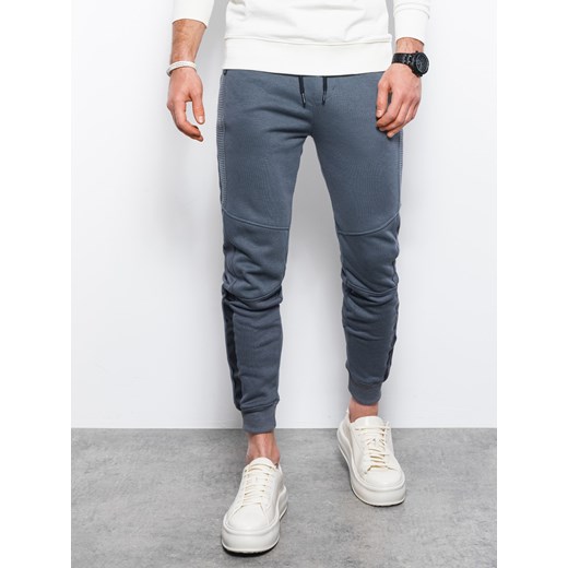 Spodnie męskie dresowe z przeszyciami - grafitowe V2 OM-PASK-0137 ze sklepu ombre w kategorii Spodnie męskie - zdjęcie 161954902