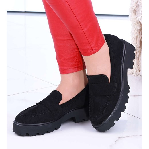 Wsuwane czarne loafersy damskie na niskim obcasie /G13-3 14651 T599/ ze sklepu Pantofelek24.pl w kategorii Półbuty damskie - zdjęcie 161958361