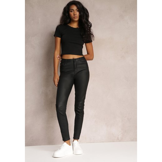 Czarne Casualowe Spodnie Skinny o Modelującym Fasonie Elovi ze sklepu Renee odzież w kategorii Spodnie damskie - zdjęcie 161963023