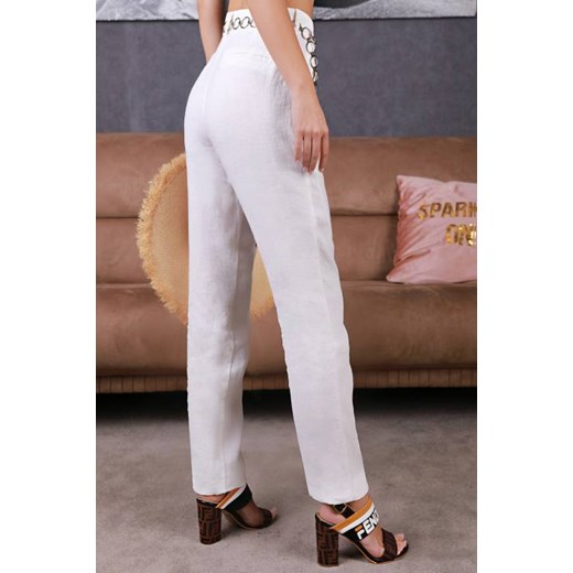 Spodnie damskie lniane REMENA WHITE 38 Ivet Shop wyprzedaż