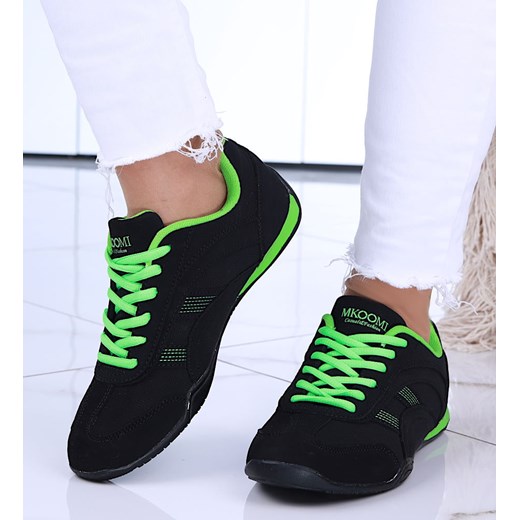 Zamszowe czarno zielone buty sportowe /A8-3 14732 S341/ ze sklepu Pantofelek24.pl w kategorii Buty sportowe damskie - zdjęcie 161965102