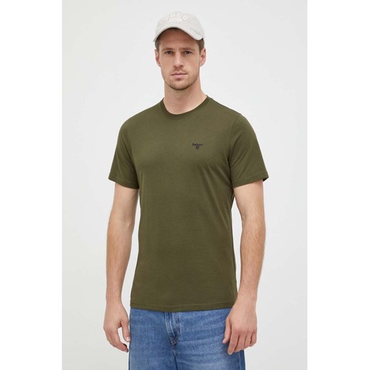 Barbour t-shirt bawełniany kolor zielony gładki MTS0331 ze sklepu ANSWEAR.com w kategorii T-shirty męskie - zdjęcie 161966384
