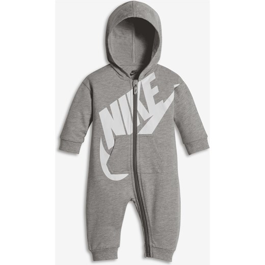 Pajacyk z zamkiem na całej długości dla niemowląt Nike (0–12 M) - Szary ze sklepu Nike poland w kategorii Pajacyki - zdjęcie 161992483