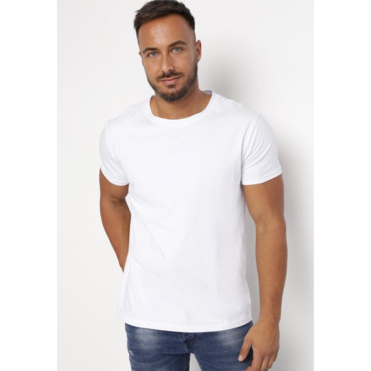 Biała Bawełniana Koszulka o Klasycznym Kroju Alanitte ze sklepu Born2be Odzież w kategorii T-shirty męskie - zdjęcie 161996861