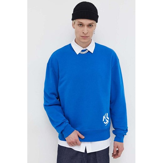 Karl Lagerfeld Jeans bluza męska kolor niebieski z nadrukiem Karl Lagerfeld Jeans S ANSWEAR.com
