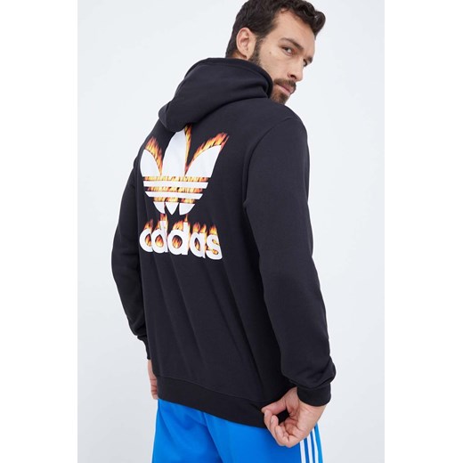 adidas Originals bluza bawełniana męska kolor czarny z kapturem z nadrukiem ze sklepu ANSWEAR.com w kategorii Bluzy męskie - zdjęcie 161998093