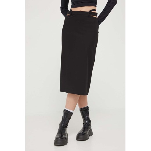 HUGO spódnica kolor czarny midi prosta ze sklepu ANSWEAR.com w kategorii Spódnice - zdjęcie 161999300