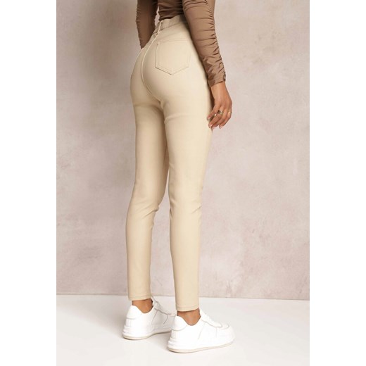 Beżowe Casualowe Spodnie Skinny o Modelującym Fasonie Elovi ze sklepu Renee odzież w kategorii Spodnie damskie - zdjęcie 162000110