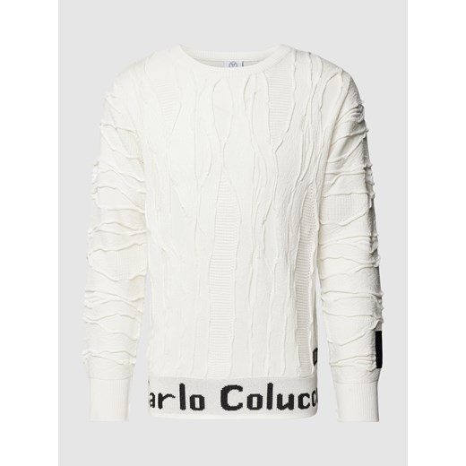 Biały sweter męski Carlo Colucci bawełniany 