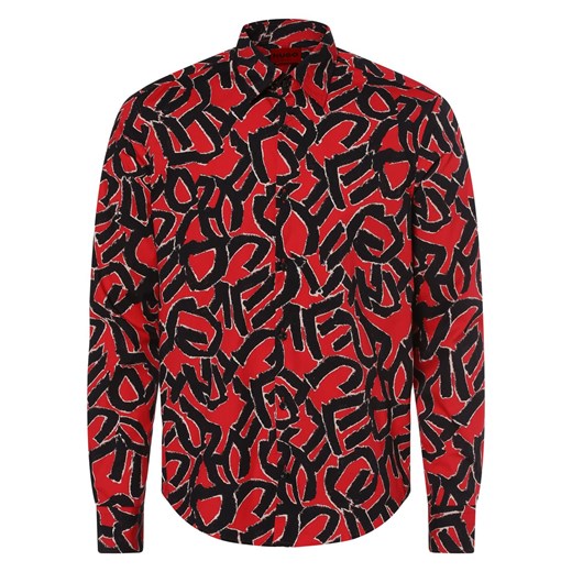 HUGO Koszula męska Mężczyźni Slim Fit Bawełna czerwony wzorzysty ze sklepu vangraaf w kategorii Koszule męskie - zdjęcie 162005444