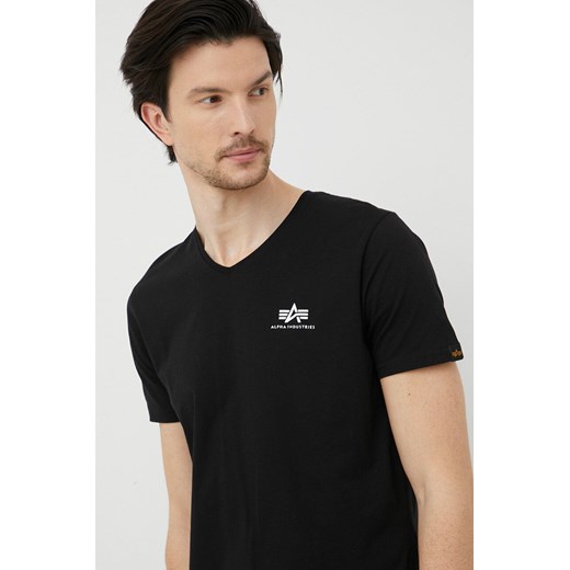 Alpha Industries t-shirt bawełniany kolor czarny gładki 106513.03-Black ze sklepu PRM w kategorii T-shirty męskie - zdjęcie 162008353