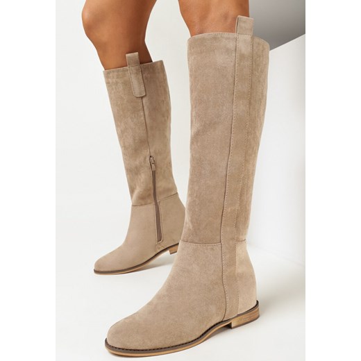 Kozaki damskie Born2be casualowe z cholewką przed kolano na zamek zimowe 