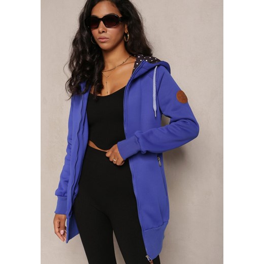 Granatowa Bluza z Kapturem i Polarem Halimins ze sklepu Renee odzież w kategorii Bluzy damskie - zdjęcie 162025554
