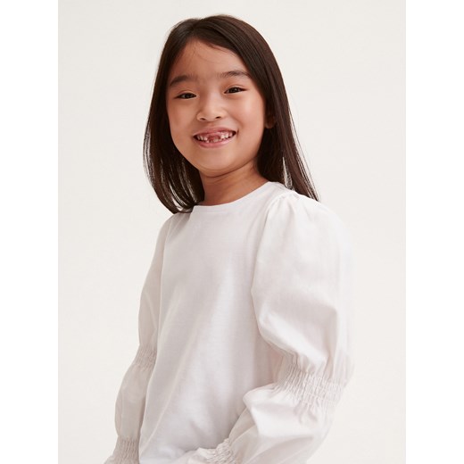 Reserved - Koszulka z marszczonymi rękawami - Biały Reserved 128 (7-8 lat) Reserved