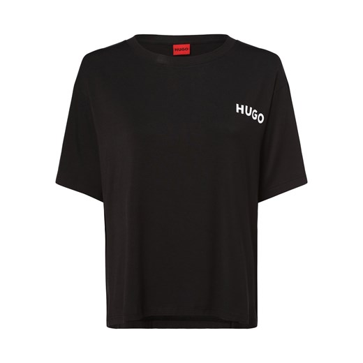 HUGO Damska koszulka od piżamy Kobiety wiskoza czarny jednolity ze sklepu vangraaf w kategorii Piżamy damskie - zdjęcie 162030434