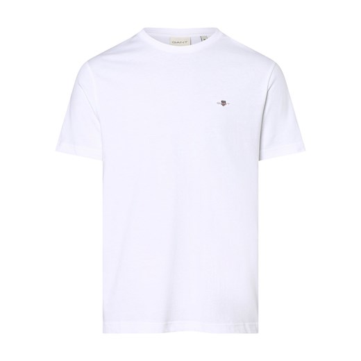 Gant T-shirt męski Mężczyźni Bawełna biały jednolity ze sklepu vangraaf w kategorii T-shirty męskie - zdjęcie 162030533