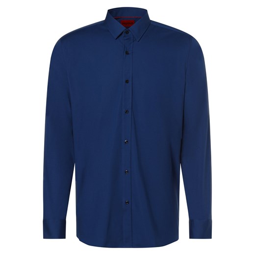 HUGO Koszula męska Mężczyźni Super Slim Fit Bawełna niebieski jednolity ze sklepu vangraaf w kategorii Koszule męskie - zdjęcie 162030564