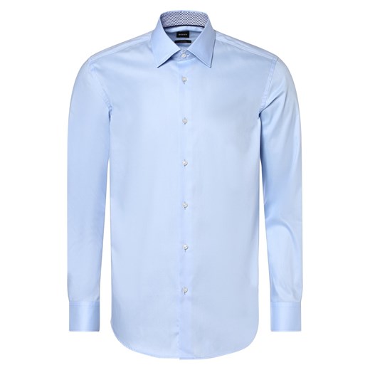 BOSS Koszula męska łatwa w prasowaniu Mężczyźni Slim Fit Bawełna jasnoniebieski jednolity ze sklepu vangraaf w kategorii Koszule męskie - zdjęcie 162030582