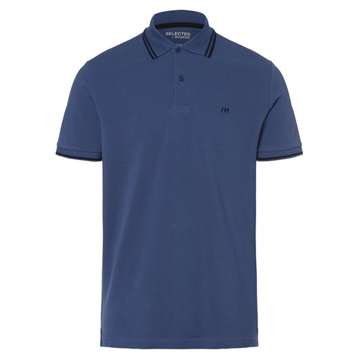Selected Męska koszulka polo Mężczyźni Bawełna indygo jednolity ze sklepu vangraaf w kategorii T-shirty męskie - zdjęcie 162030612