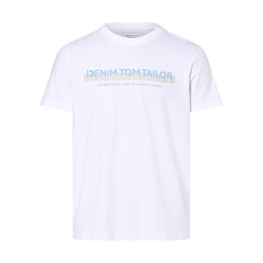 Tom Tailor Denim T-shirt męski Mężczyźni Bawełna biały nadruk ze sklepu vangraaf w kategorii T-shirty męskie - zdjęcie 162030741