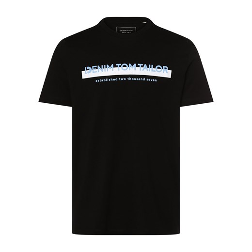 Tom Tailor Denim T-shirt męski Mężczyźni Bawełna czarny nadruk ze sklepu vangraaf w kategorii T-shirty męskie - zdjęcie 162030744