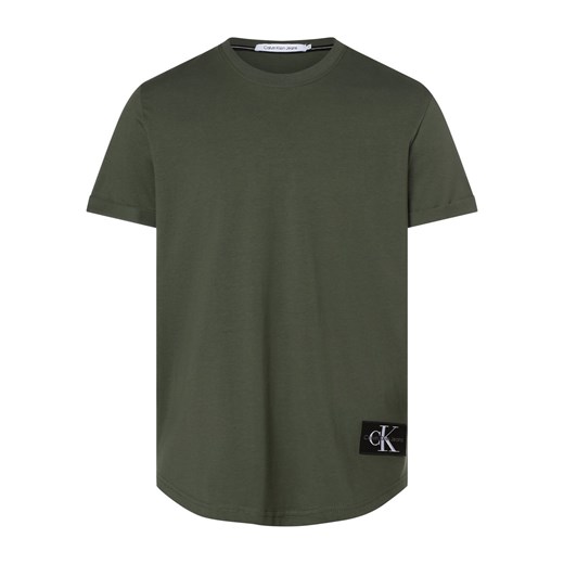 Calvin Klein Jeans T-shirt męski Mężczyźni Bawełna oliwkowy jednolity ze sklepu vangraaf w kategorii T-shirty męskie - zdjęcie 162030753