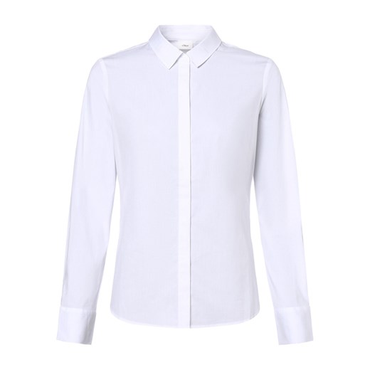 s.Oliver BLACK LABEL Bluzka damska Kobiety Bawełna biały jednolity ze sklepu vangraaf w kategorii Koszule damskie - zdjęcie 162030873