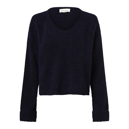 american vintage Sweter damski z dodatkiem alpaki Kobiety granatowy jednolity ze sklepu vangraaf w kategorii Swetry damskie - zdjęcie 162030903