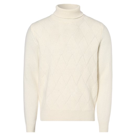 Finshley & Harding London Sweter z dodatkiem wełny merino Mężczyźni Wełna merino écru wypukły wzór tkaniny ze sklepu vangraaf w kategorii Swetry męskie - zdjęcie 162035134