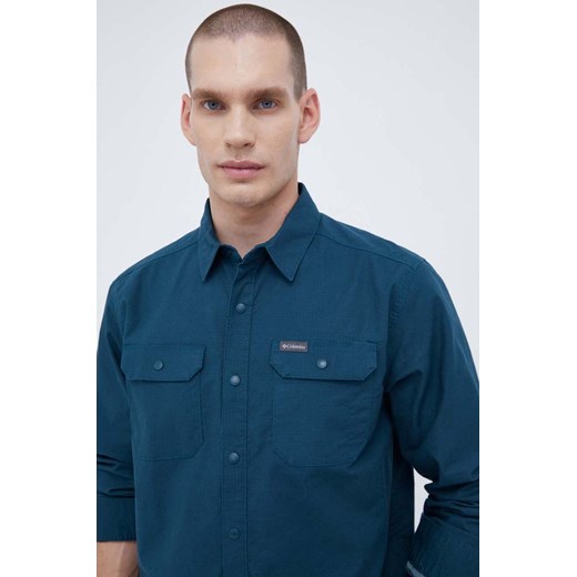 Columbia koszula męska kolor zielony regular z kołnierzykiem klasycznym ze sklepu ANSWEAR.com w kategorii Koszule męskie - zdjęcie 162035791