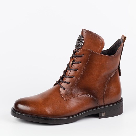 Brązowe zimowe płaskie botki damskie POTOCKI 12179 Potocki 38 suzana.pl