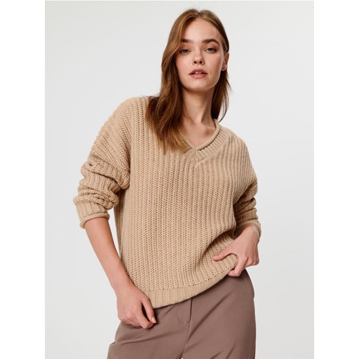 Sinsay - Sweter w prążki - beżowy ze sklepu Sinsay w kategorii Swetry damskie - zdjęcie 162042910