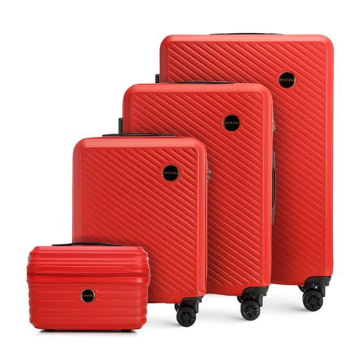 Komplet walizek z ABS-u w ukośne paski czerwony ze sklepu WITTCHEN w kategorii Walizki - zdjęcie 162047162