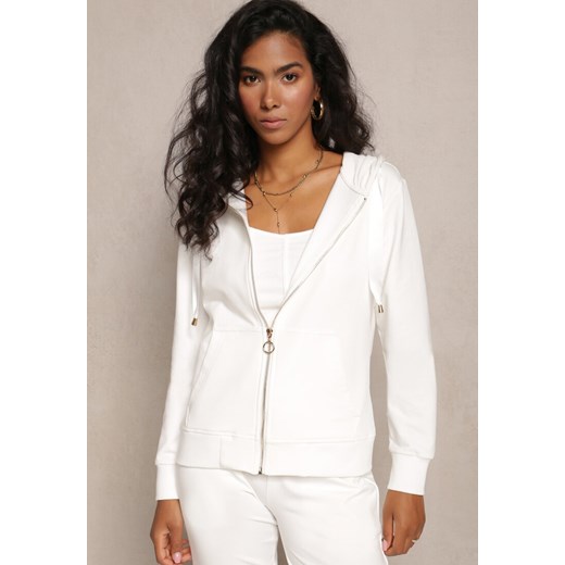 Biała Rozsuwana Bluza z Kapturem Lecua ze sklepu Renee odzież w kategorii Bluzy damskie - zdjęcie 162051683