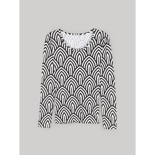 GATE Damska koszulka z graficznym nadrukiem i długimi rękawami 34 ze sklepu gateshop w kategorii Bluzki damskie - zdjęcie 162055592