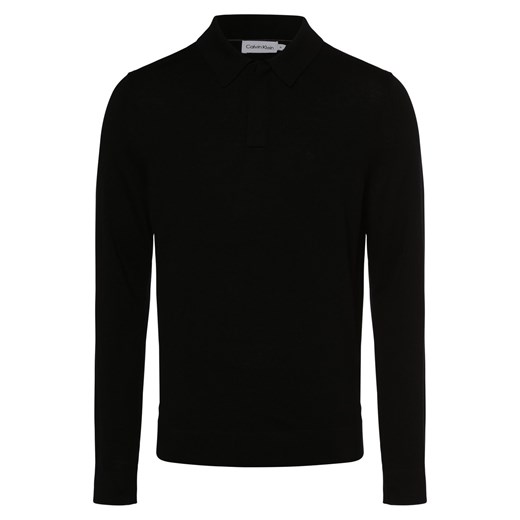 Calvin Klein Sweter męski Mężczyźni Wełna czarny jednolity Calvin Klein L wyprzedaż vangraaf