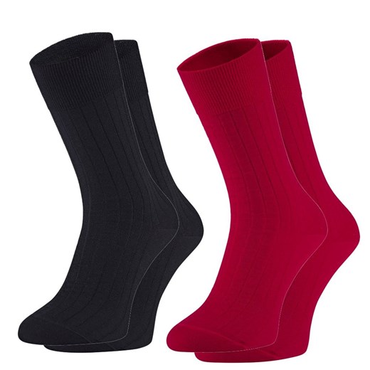 Wełniane skarpetki czarne i czerwone z merynosa 94% w zestawie na upominek Regina Socks 35-38 Estera Shop