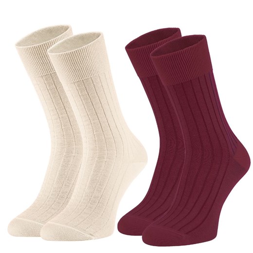 Skarpety merino wool 94% 2 pary w zestawie białe i bordowe Regina Socks 35-38 Estera Shop