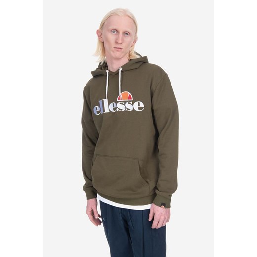 Ellesse bluza SHK13288 Ferrer męska kolor zielony z kapturem gładka SHK13288-KHAKI ze sklepu ANSWEAR.com w kategorii Bluzy męskie - zdjęcie 162071160