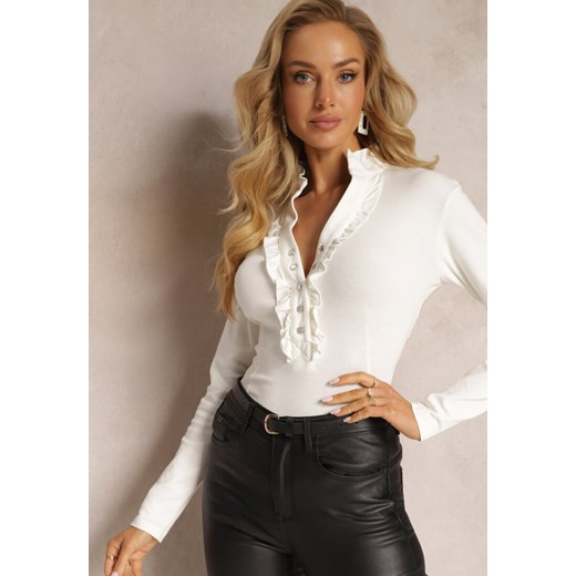 Biała Bluzka Bawełniana z Falbankami Anefalu ze sklepu Renee odzież w kategorii Bluzki damskie - zdjęcie 162072624